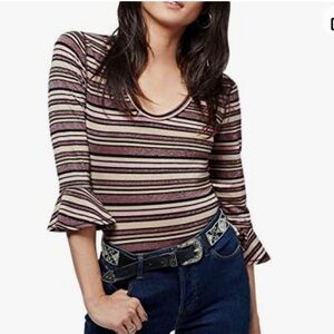 Free People Striped Bell Sleeve Surprise Party Shirt Small